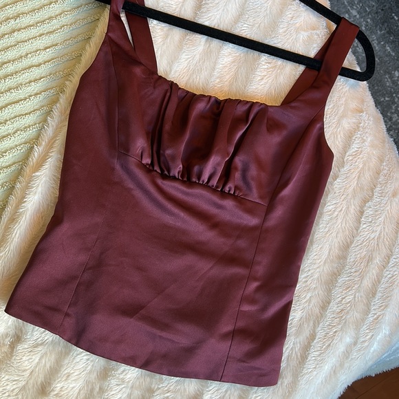 Dynamite Satin Cami, Burgundy, XXS - Picture 3 of 6